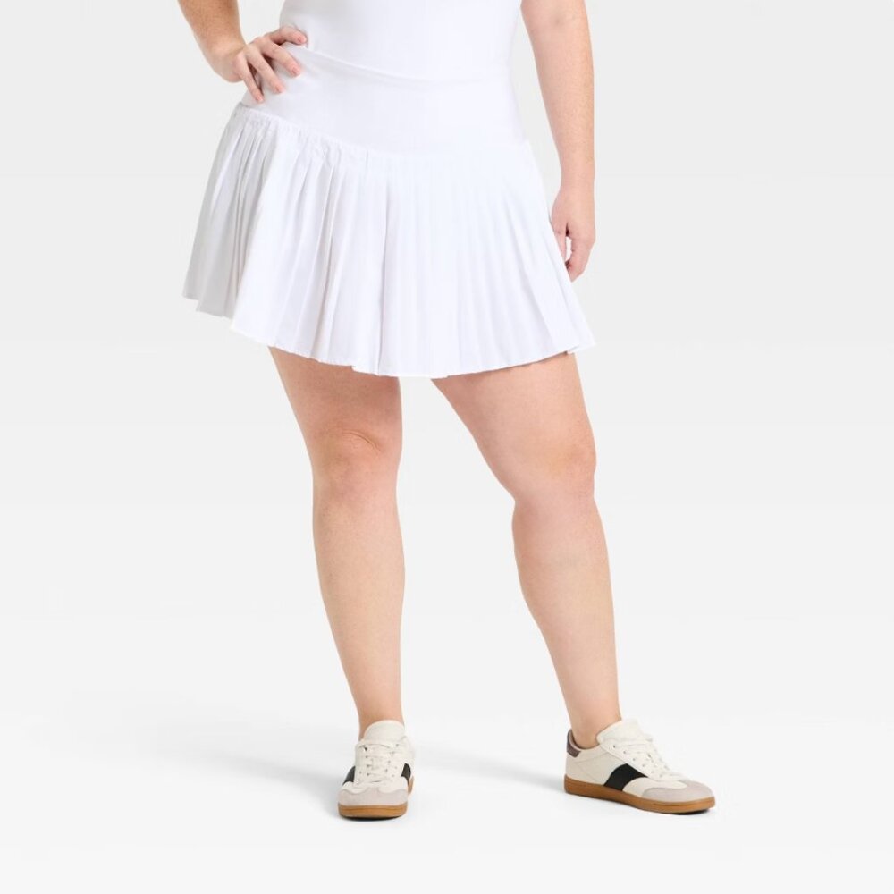 All In Motion XXL Womens Skort High Rise Woven Pleated Built In Shorts White